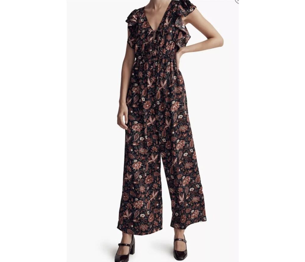 NWT Madewell Deep-V Ruffled Jumpsuit SZ Medium Women's Romper Sold Out